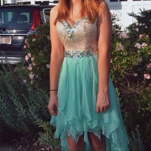 Sherri Hill Mint Green High Low Dress